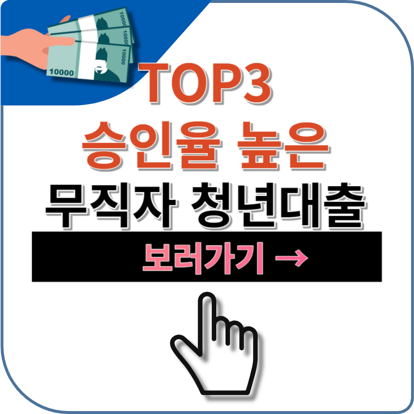 승인율 높은 무직자 청년대출 TOP 3 - 비대면 온라인 당일대출 상품 추천